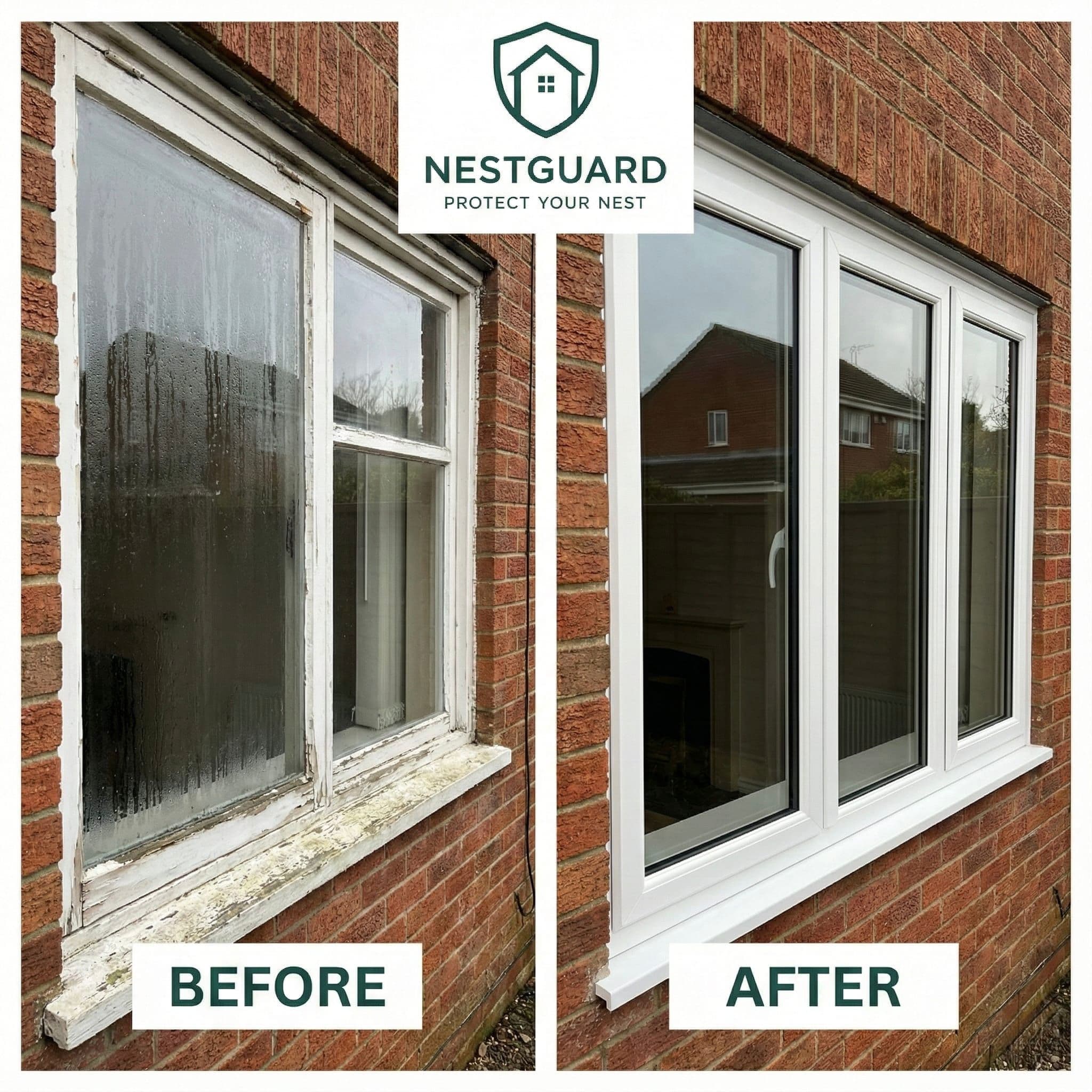 Triple glazing window before and after transformation